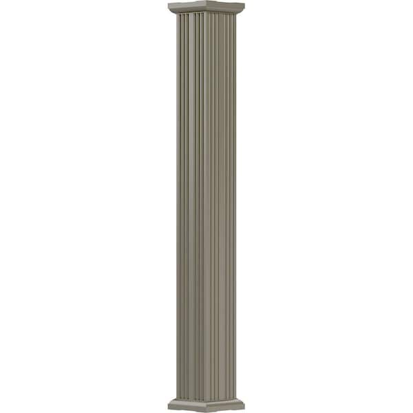 Ekena Millwork 8" x 9' Endura-Aluminum Column, Square Shaft (Load-Bearing 24,000 lbs), Non-Tapered, FLuted EA0809ENFSDTUTU - main